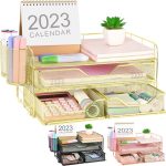 gianotter Desk Organizers and Accessories, Office Supplies Desktop Organizer with Drawers and 2 Pen Holder, Desk accessories & workspace organizers (Black)